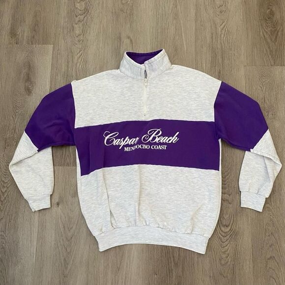 Tops - Vintage 90s Casper Beach sweatshirt in white and purple size large‎